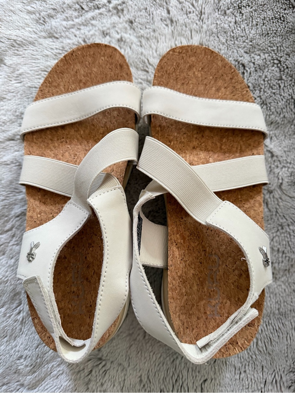KURU Off-White Cork Footbed Elastic-Strap Sandals new no box size 11